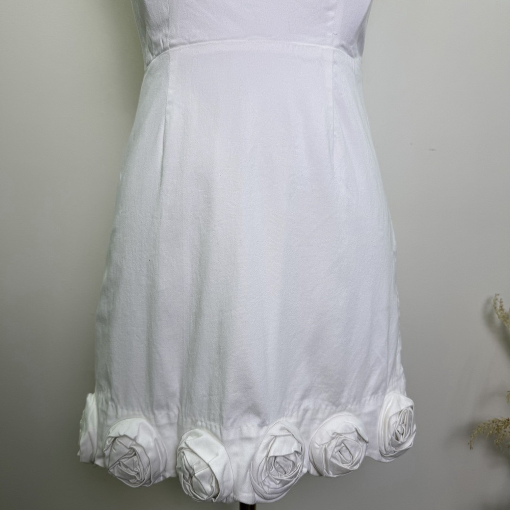 BHLDN by Anthropologie Size XS White Strapless Dress 3D Floral - Picture 3 of 11